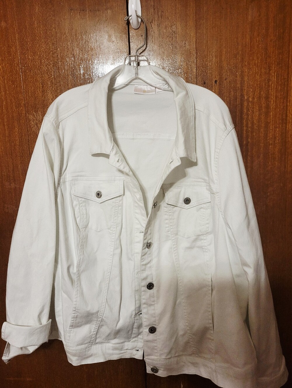 Belle by Kim Gravel White Denim Trucker Jacket